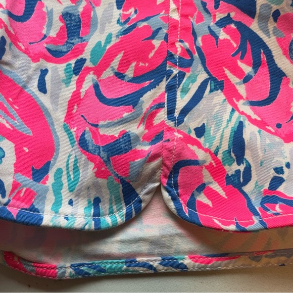 Lilly Pulitzer Hazelle Cosmic Coral Stretch Shorts Pink Lobster Print, Size 8 - Picture 4 of 7